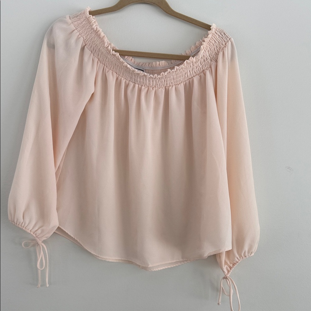 Chelsea28 Blush Pink Smocked Blouse, off the shoulder, size Medium